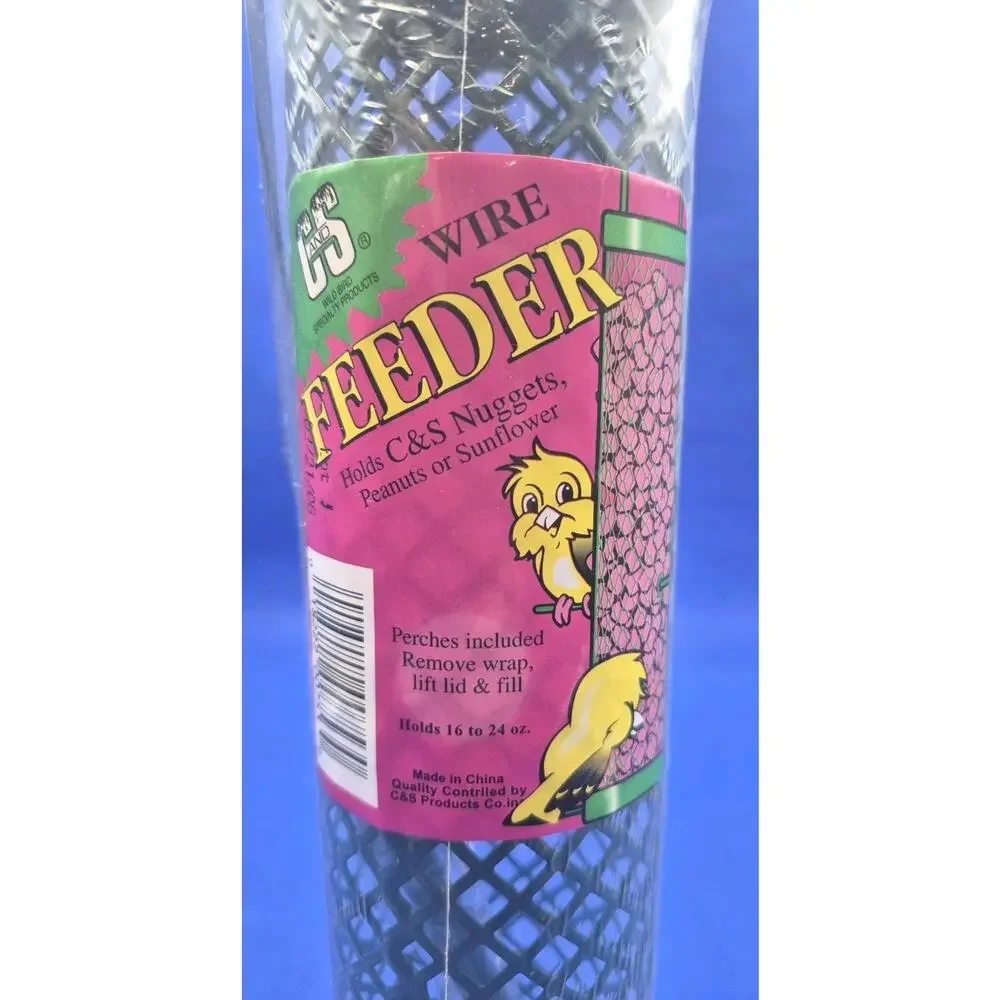 Black Wire Cylinder Bird Feeder Perches Included 11x3